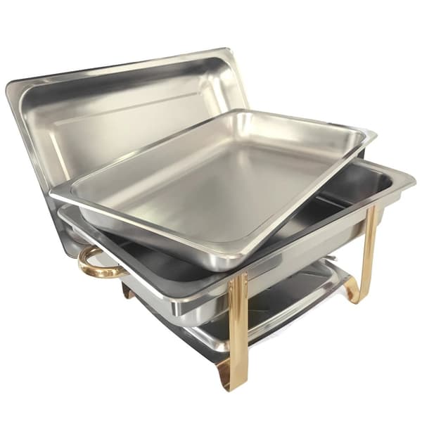 Chafing Dish Buffé, 8 Qt Kapacitet, Stilig Guld-Silver Design,Guld Silver