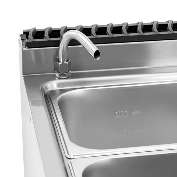 Royal Catering - Bain marie - 6000 W - 2 x GN 1/2 - 2 x GN 1/3 - Vattenkran - Underskåp (80 x 73 cm)