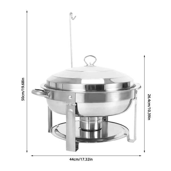 Matvärmare Chafing Dish, 7,5L kapacitet, hållbar rostfri stål,Silver