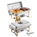 Pikkukuva 1 / 2: Chafing Dish -setti, 8 litran kapasiteetti, tyylikäs 2 pakkausvaihtoehtoa,2 pakkaus Kulta