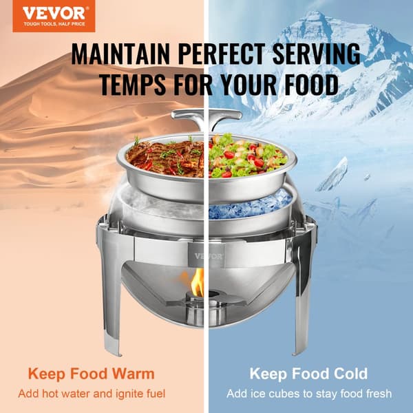 Chafing Dish -setti, laadukas ruostumattomasta teräksestä valmistettu, 6 litran tilavuus, 2 kpl pakkaus,6QT 2 Pakettia