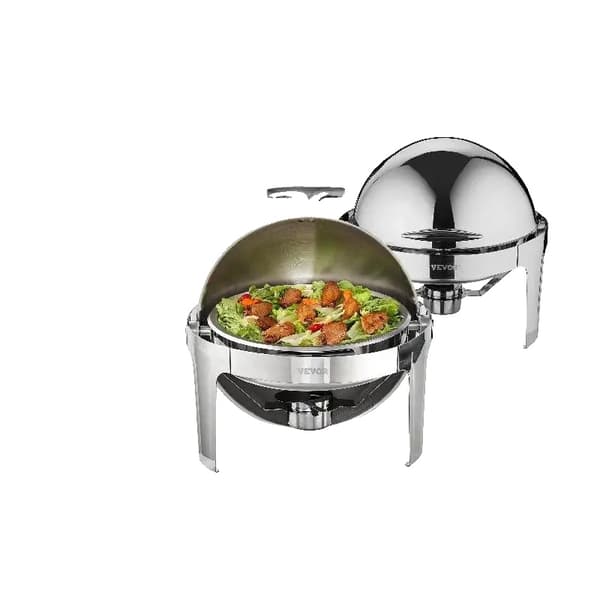 Chafing Dish -setti, laadukas ruostumattomasta teräksestä valmistettu, 6 litran tilavuus, 2 kpl pakkaus,6QT 2 Pakettia