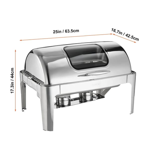 Chafing Dish Set, rulltäckande design, rostfritt stål, 9QT
