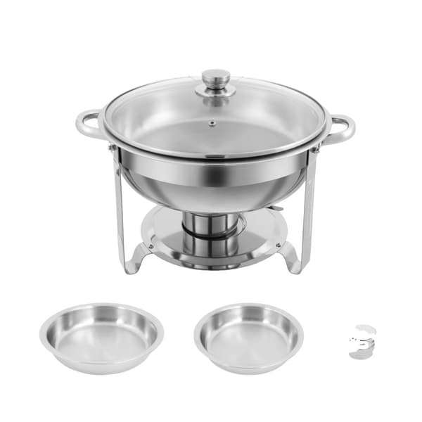 Chafing Dish -setti, ympäristöystävällinen materiaali, pyöreä muoto, suuri kapasiteetti,Hopea