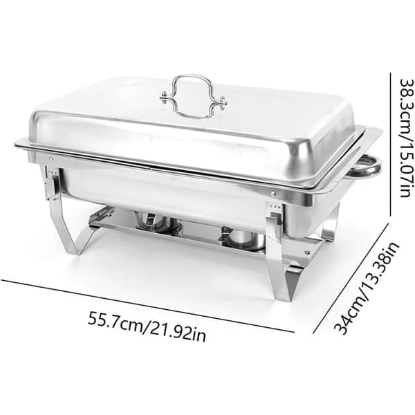 Chafing Dish Bufféset, 9L Kapacitet, Rostfritt Stål Material, Elegant Design,Silver