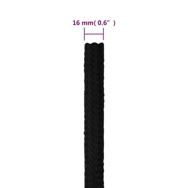 arbejdsreb 16 mm 100 m polyester sort