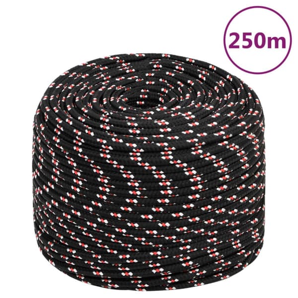 Båtlina svart 8 mm 250 m polypropylen
