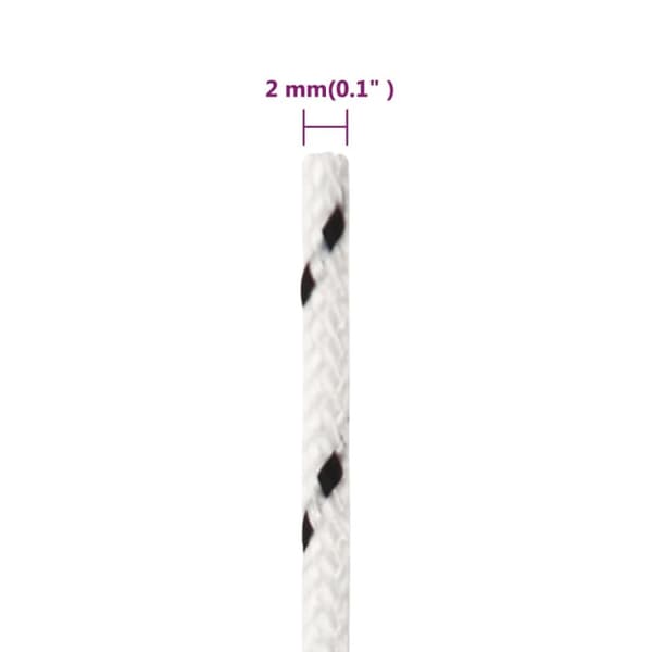 Båtlina flätad vit 2 mm x 25 m polyester