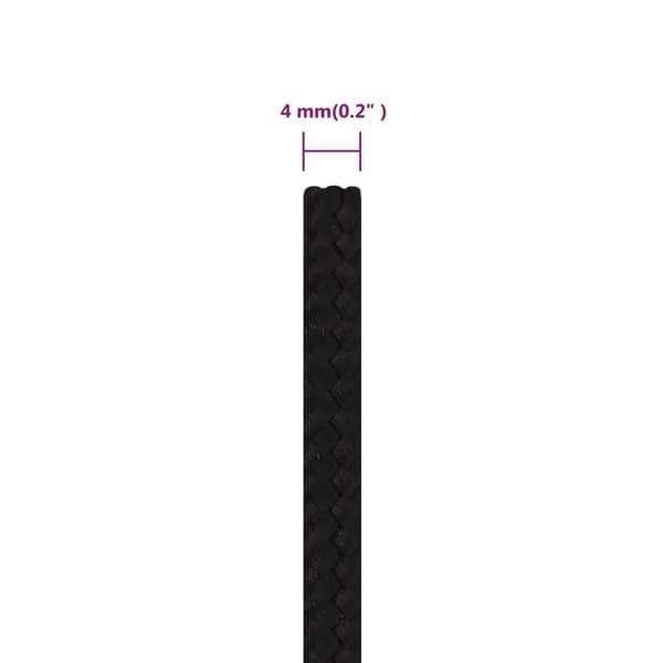 arbejdsreb 4 mm 25 m polyester sort