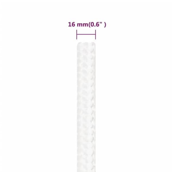 tovværk til båd 16 mm 25 m polypropylen hvid