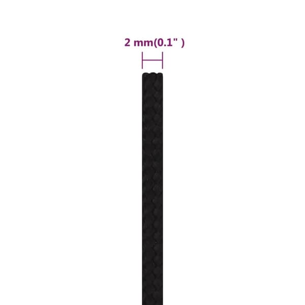 arbejdsreb 2 mm 25 m polyester sort