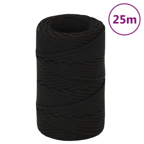 arbejdsreb 2 mm 25 m polyester sort