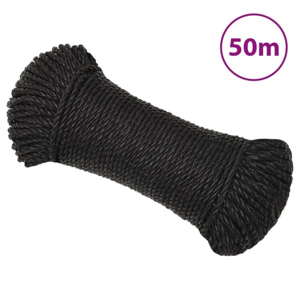 arbejdsreb 6 mm 50 m polypropylen sort