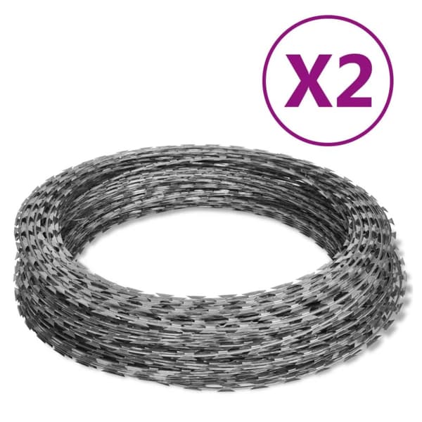 vidaXL pigtråde 2 stk. 60 m spiralformet galvaniseret stål - Kæder, wire & reb