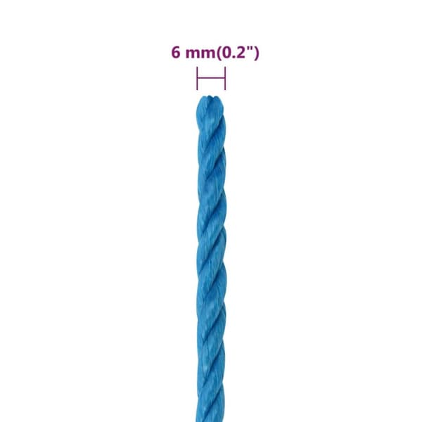 arbejdsreb 6 mm 250 m polypropylen blå