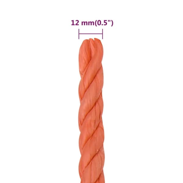 arbejdsreb 12 mm 25 m polypropylen orange