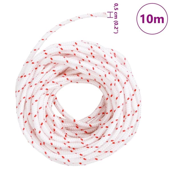 startsnor Ø5 mm 10 m nylon hvid og rød