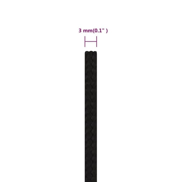 arbejdsreb 3 mm 250 m polyester sort