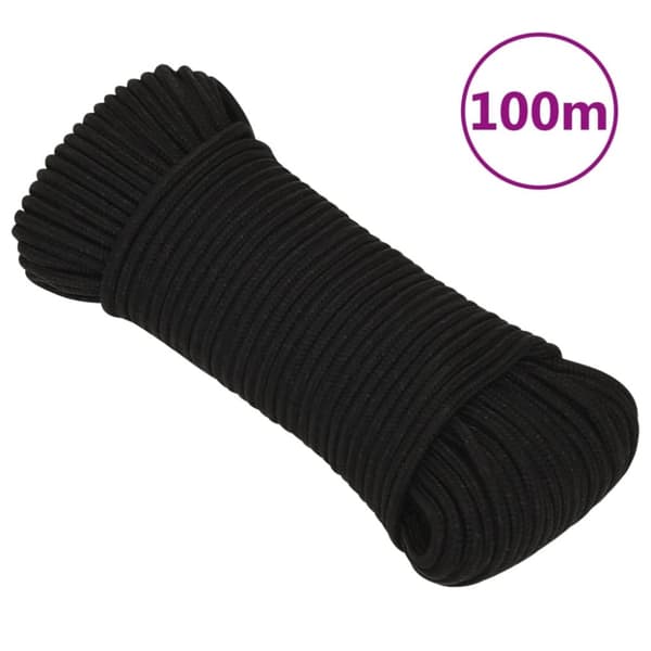 arbejdsreb 3 mm 100 m polyester sort