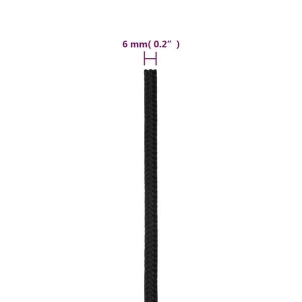 Båtlina helsvart 6 mm 25 m polypropen