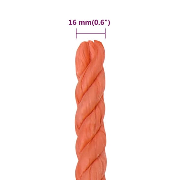 arbejdsreb 16 mm 25 m polypropylen orange
