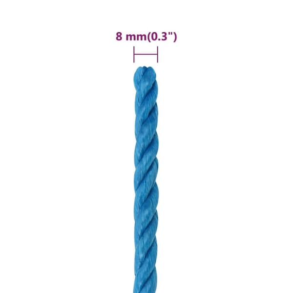 arbejdsreb 8 mm 250 m polypropylen blå