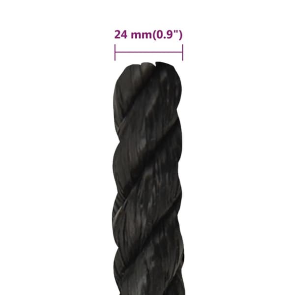 arbejdsreb 24 mm 50 m polypropylen sort
