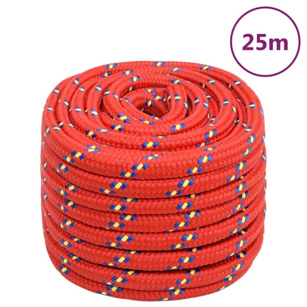 tovværk til båd 20 mm 25 m polypropylen rød