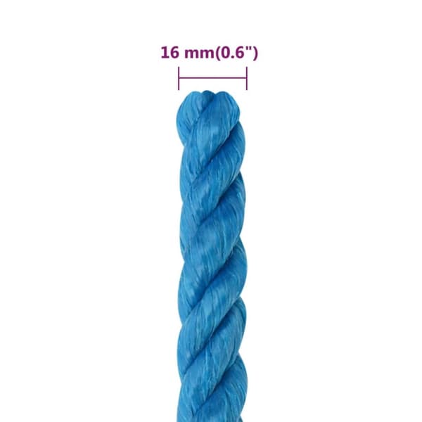 arbejdsreb 16 mm 25 m polypropylen blå