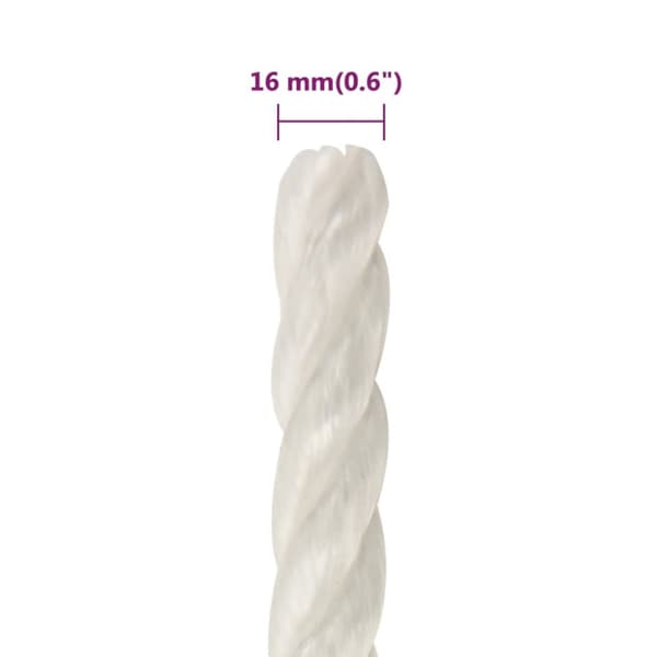 arbejdsreb 16 mm 25 m polypropylen hvid