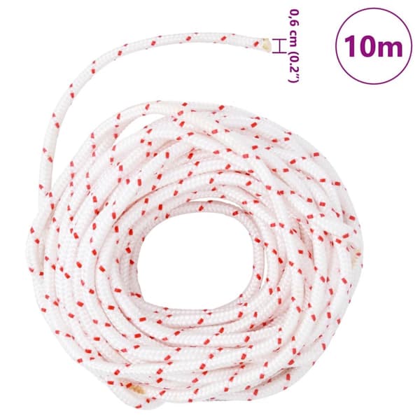 startsnor Ø6 mm 10 m nylon hvid og rød