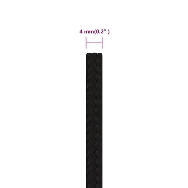arbejdsreb 4 mm 100 m polyester sort