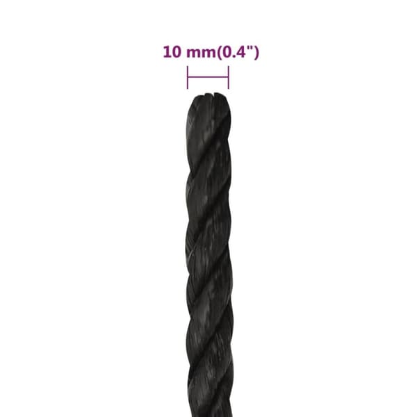 arbejdsreb 10 mm 250 m polypropylen sort