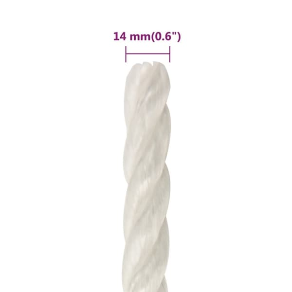 arbejdsreb 14 mm 250 m polypropylen hvid