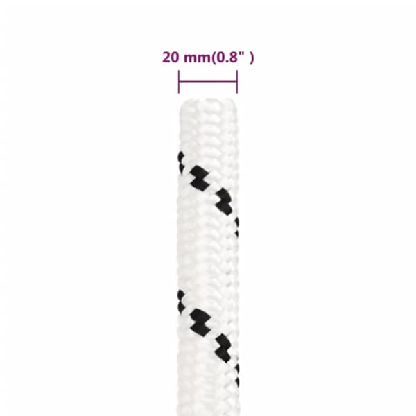 arbejdsreb 20 mm 25 m polyester hvid