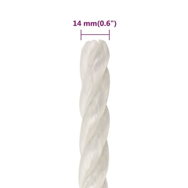 arbejdsreb 14 mm 50 m polypropylen hvid