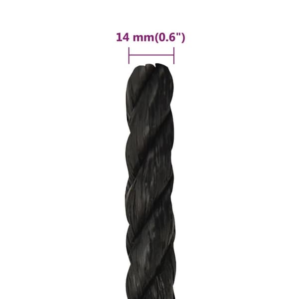 arbejdsreb 14 mm 50 m polypropylen sort