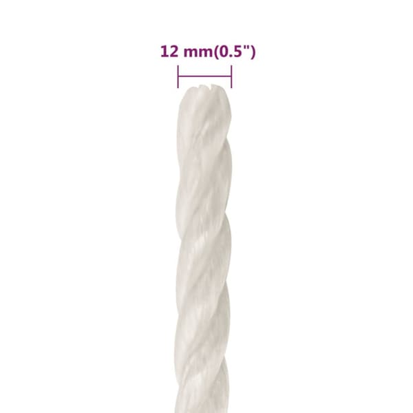 arbejdsreb 12 mm 100 m polypropylen hvid