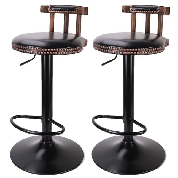 Barstol sæt, retro design, justerbar højde, Sort