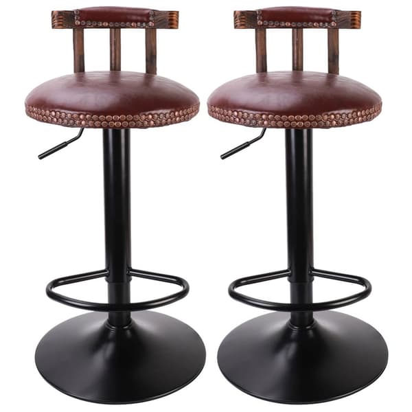 Barstol sæt, retro design, justerbar højde, mørk khaki