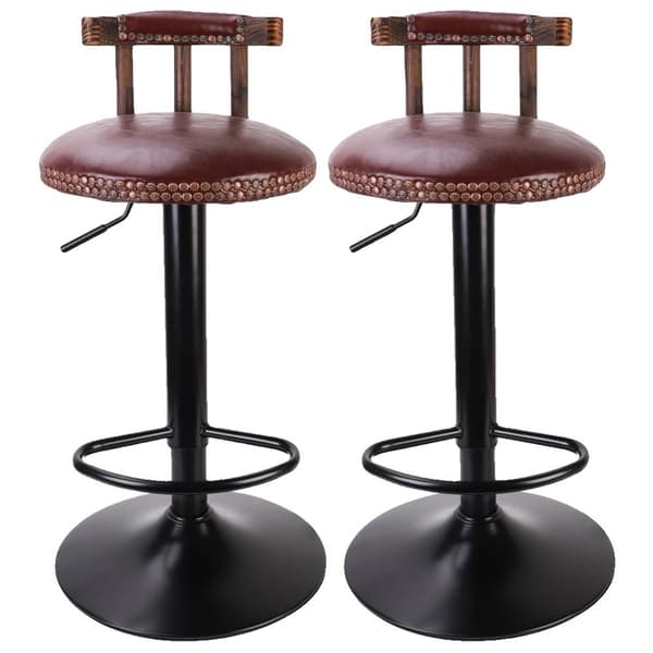 Barstol sæt, retro design, justerbar højde, mørk khaki