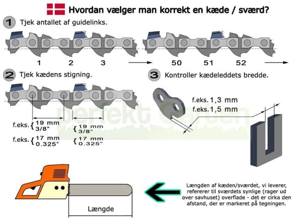 2 x kæde 35 cm/1.3 mm/3/8"/52 TG for Einhell GC-EC 1935 / 1235 I /1235/1 / HMSE 1235 motorsav