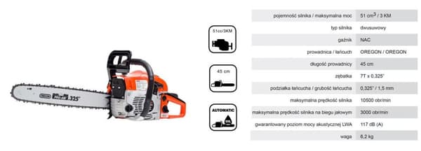 NAC PETROL SAW 49,3cc 45cm OREGON CST52-45AO