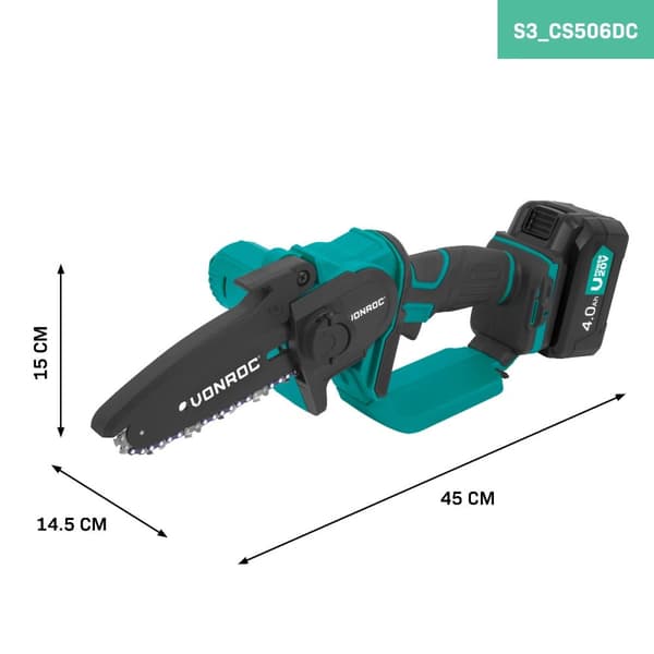 VONROC Kædesav 20V - Mini - 152mm | Inkl. 4.0Ah akku og oplader