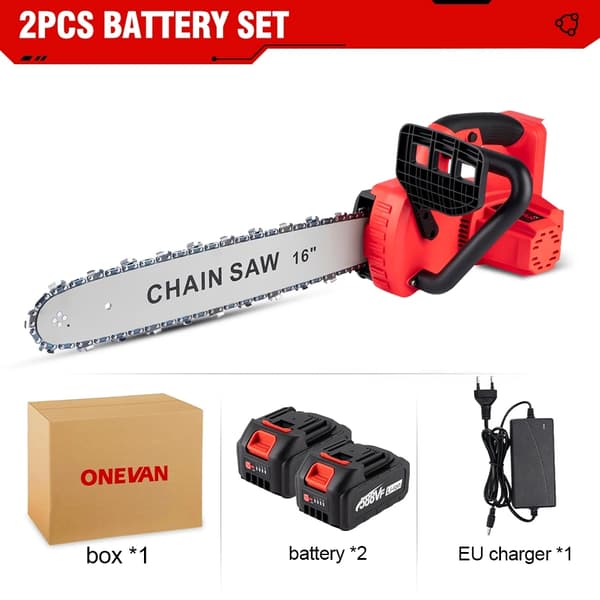 Elektrisk Motorsav, 7980W Effekt, 30000rpm Hastighed,2 Batteri EU Stik
