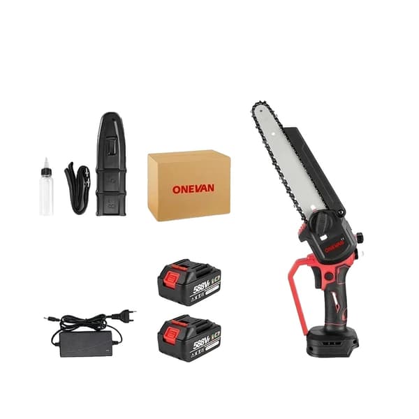 Børsteløs Elektrisk Motorsav, 4500W Motorkraft, 18V Batteridrevet,2 Batteri EU Stik