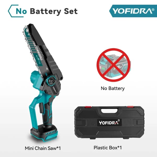 Yofidra Mini Motorsåg, 8 Tum Bladdiameter, Borstlös Motor,EU, 2Batteri Plastlåda