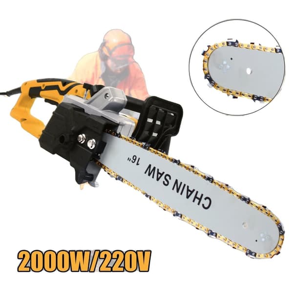 16" Elektrisk Motorsav, 2000W Effekt, Letvægtsdesign, Værktøjsfri Kædejustering