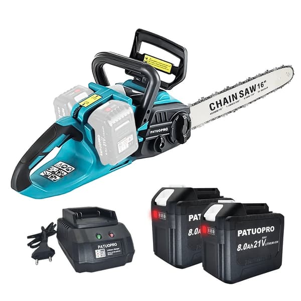 16-tommer børsteløs trådløs motorsav, inkluderer to 4,0Ah batterier, automatisk smøring,2STK 6.0Ah Batteri, EU