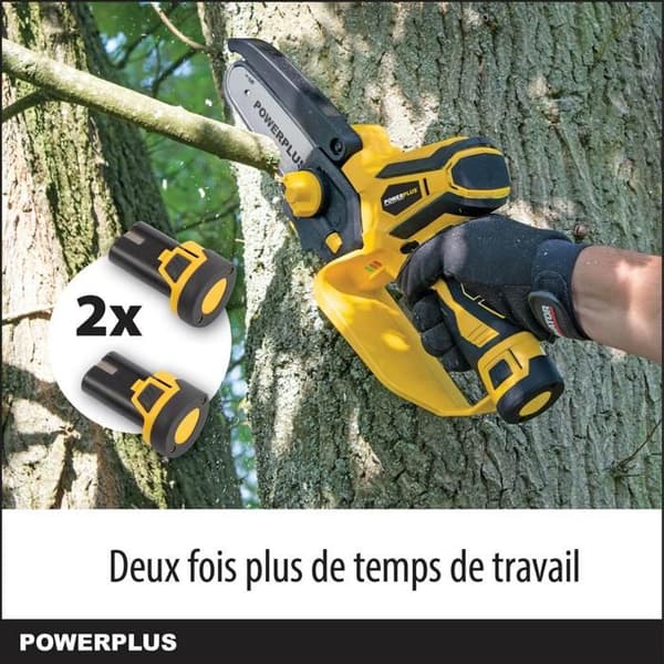 Powerplus Batteridriven Kedjesåg POWXG1045 - Trådlös med 12 V Batteri, Batteri och Laddare Ingår, 100 mm Guide med 14 Tänder